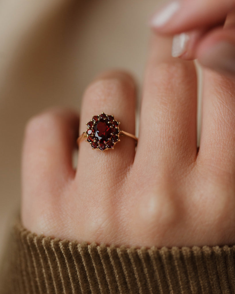 Audra Vintage 9ct Gold Garnet Cluster Ring