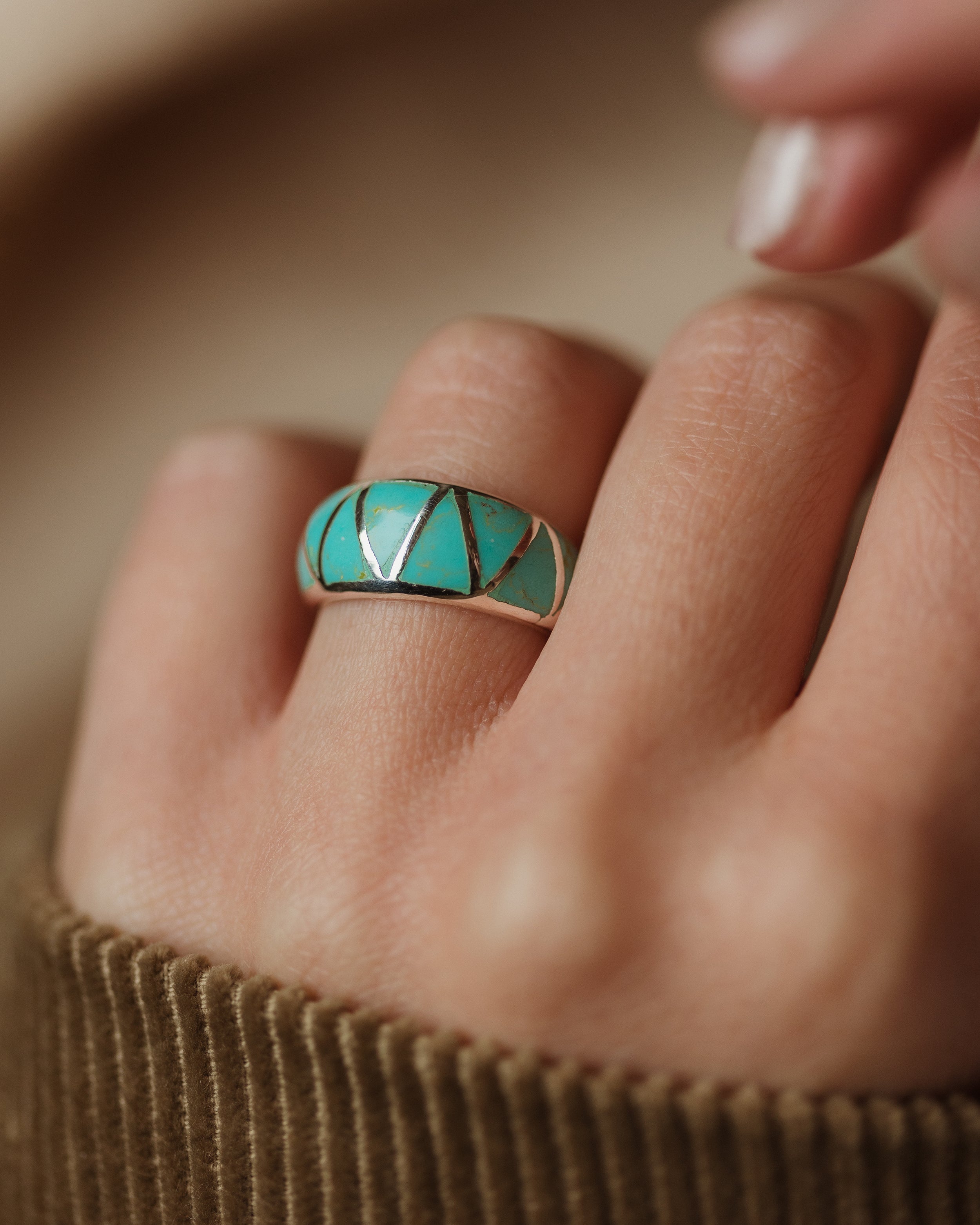Turqoise Inlay Rings Ingrid Recycled Sterling Silver Turquoise Inlay Ring | Rock n Rose