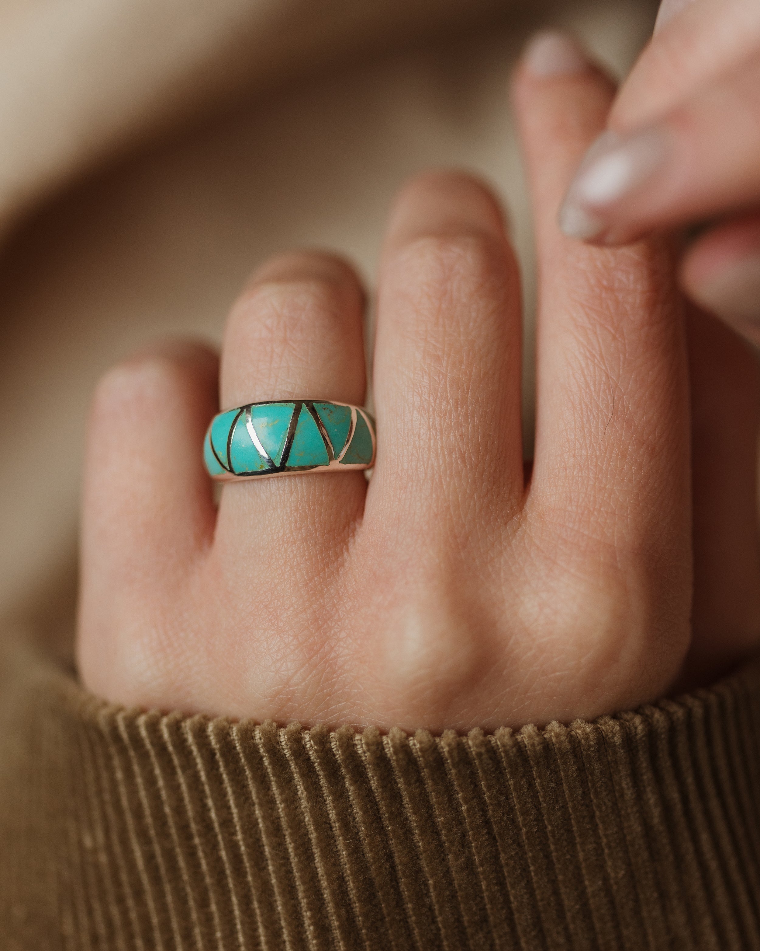 Ingrid Recycled Sterling Silver Turquoise Inlay Ring