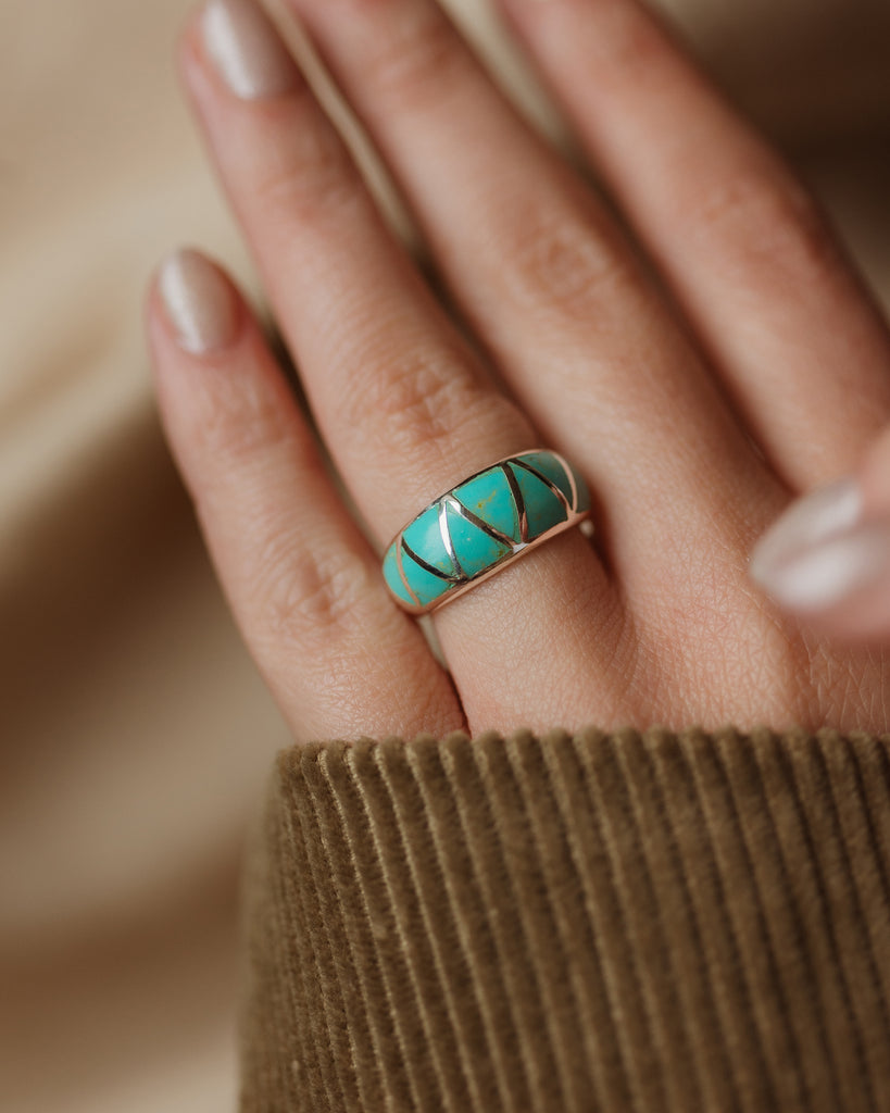 Ingrid Recycled Sterling Silver Turquoise Inlay Ring