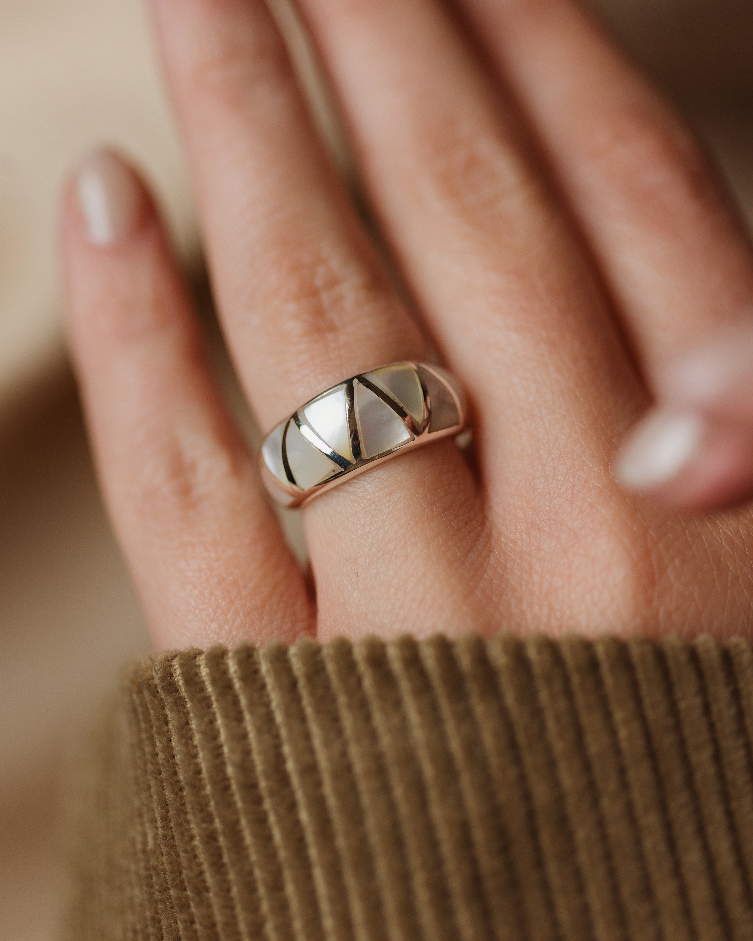 Image of Ingrid Recycled Sterling Silver Mother of Pearl Inlay Ring