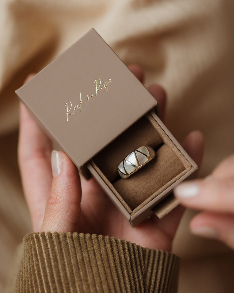 Ingrid Recycled Sterling Silver Mother of Pearl Inlay Ring