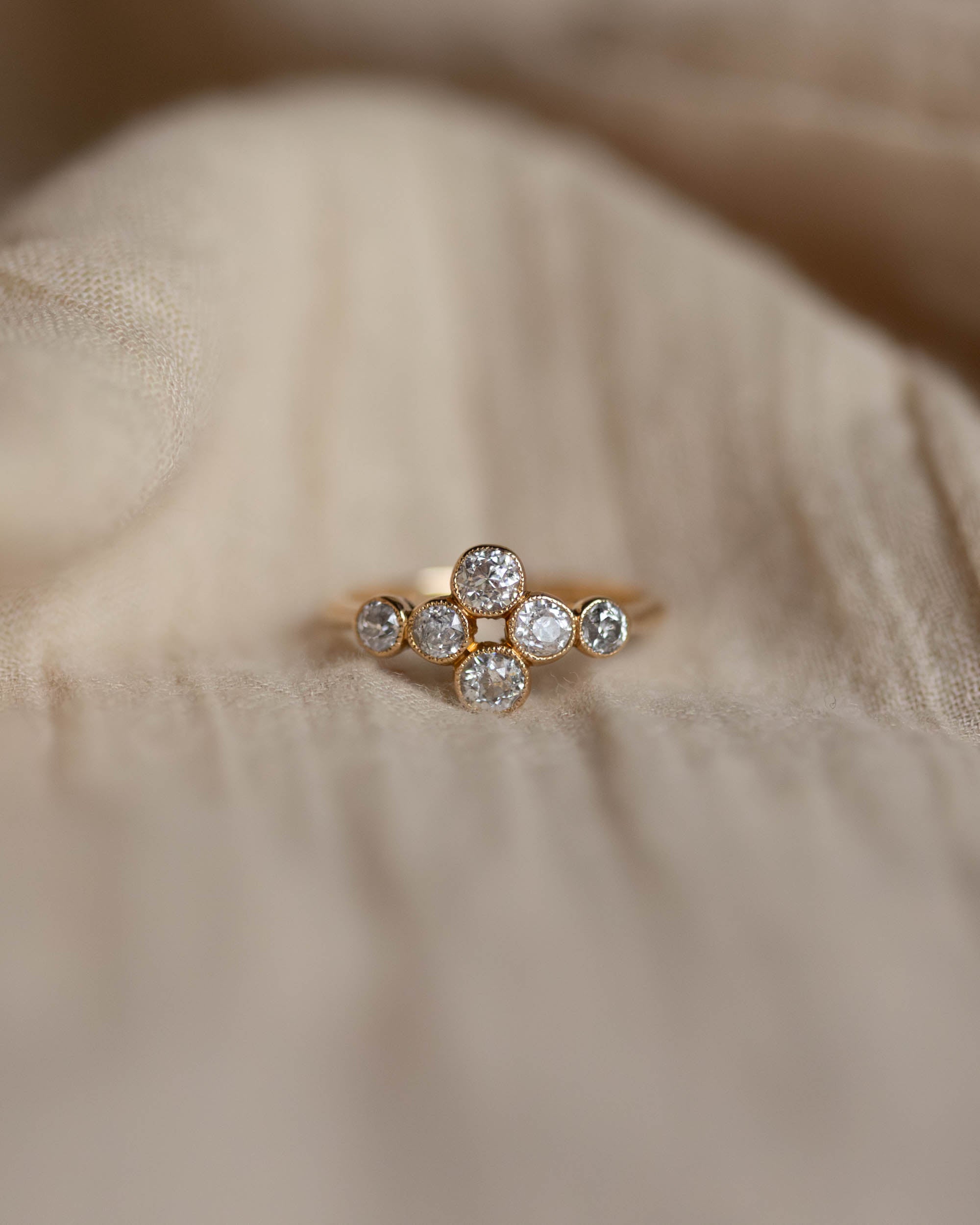 Elinor 1918 Antique Art Deco 18ct Gold Diamond Six Stone Ring