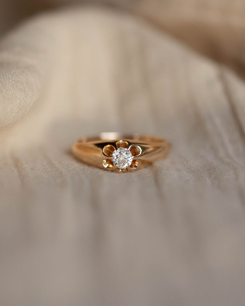 Winifred Antique 18ct Gold Single Stone Diamond Belcher Ring