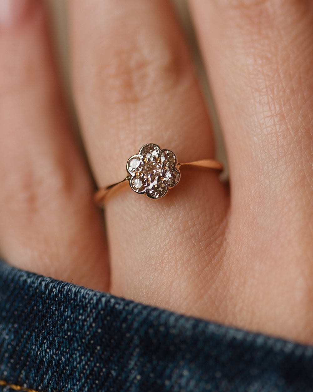 Irena Vintage 18ct Gold Diamond Daisy Cluster Ring