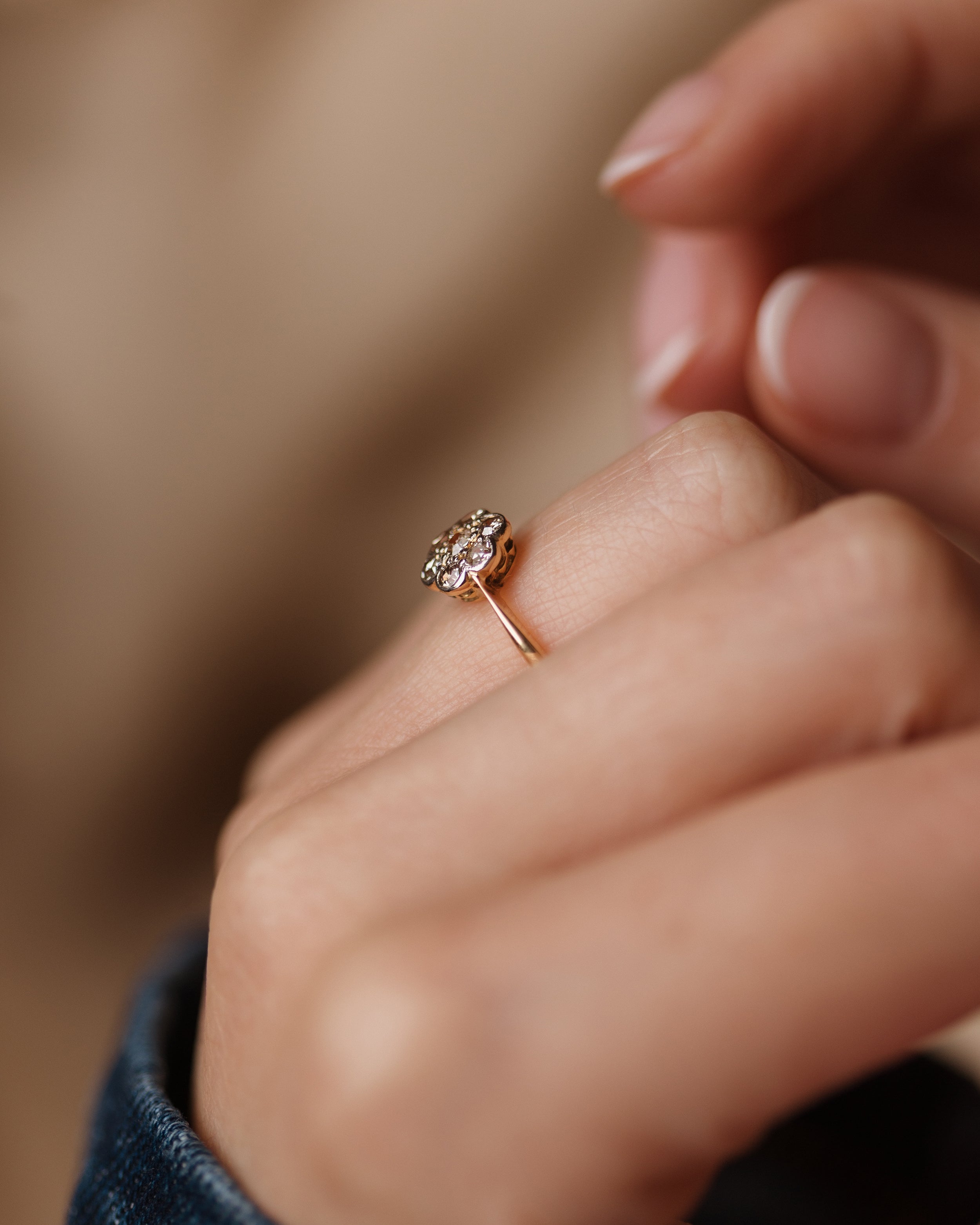 Irena Vintage 18ct Gold Diamond Daisy Cluster Ring