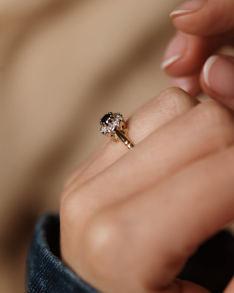 Juliane 1985 Vintage 9ct Gold Sapphire & Diamond Cluster Ring