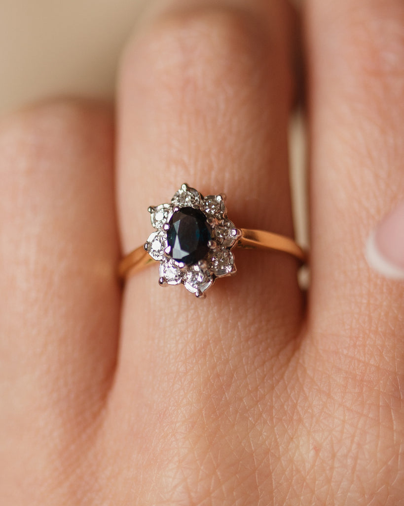 Nancie Vintage 18ct Gold Sapphire & Diamond Cluster Ring