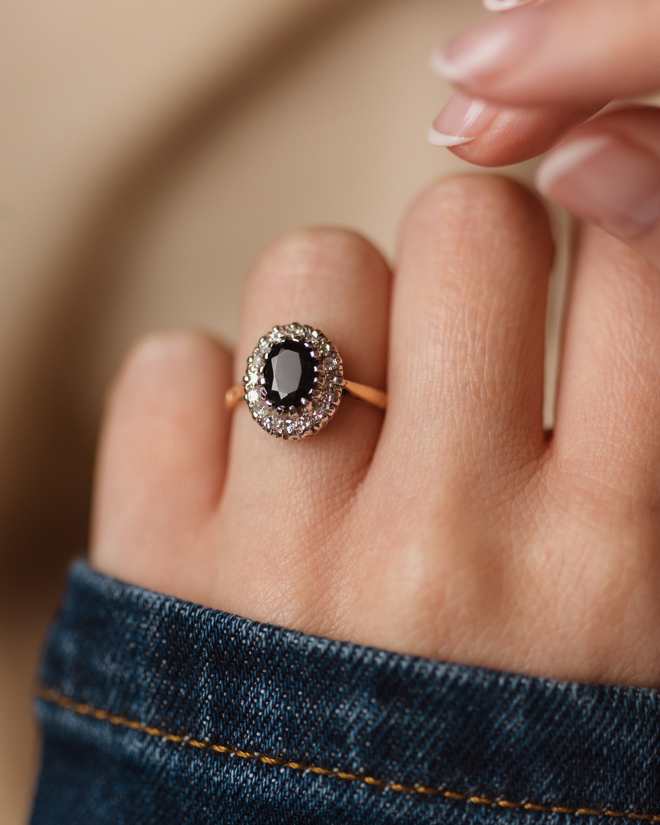 Camilla Vintage 18ct Gold Sapphire & Diamond Cluster Ring