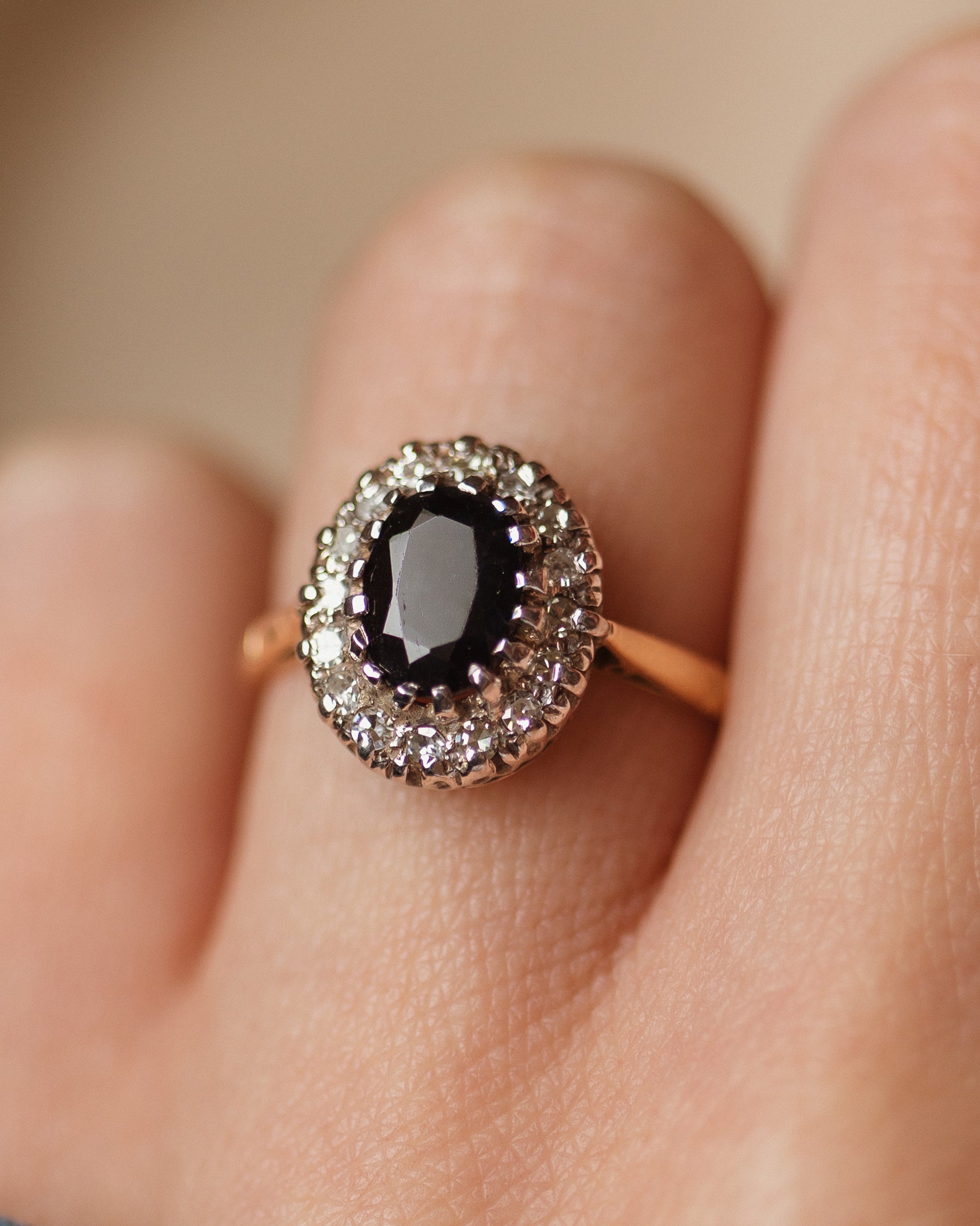 Camilla Vintage 18ct Gold Sapphire & Diamond Cluster Ring