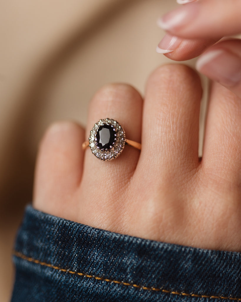 Camilla Vintage 18ct Gold Sapphire & Diamond Cluster Ring