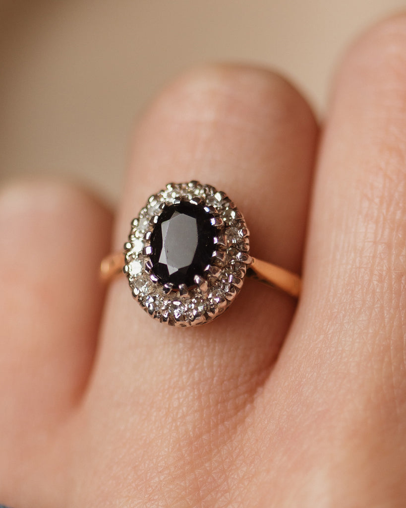 Camilla Vintage 18ct Gold Sapphire & Diamond Cluster Ring