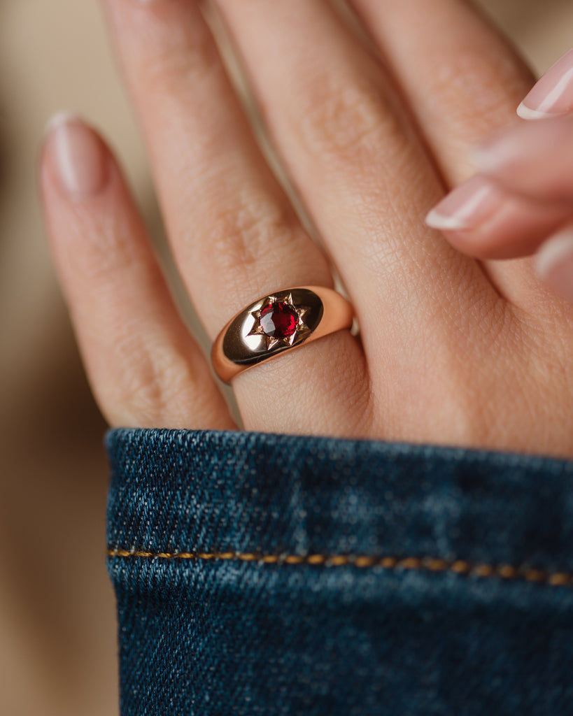 Theodore 1911 Antique 9ct Gold Star Set Garnet Ring