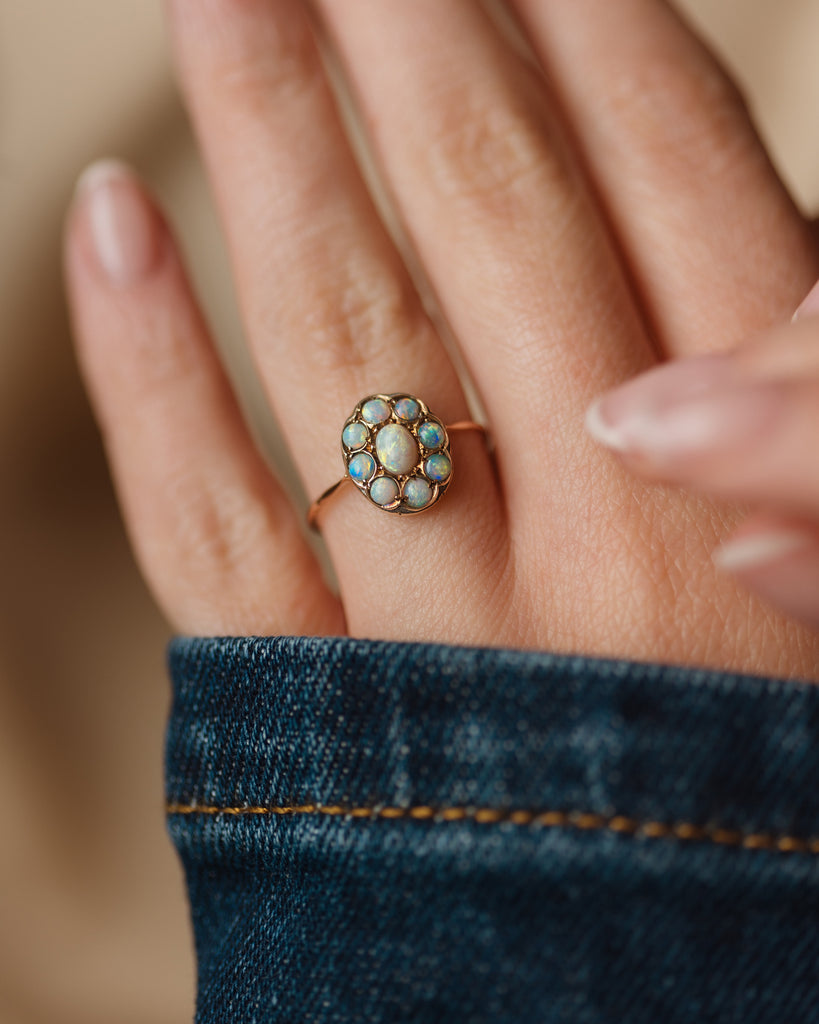 Odette Antique 9ct Gold Opal Cluster Ring
