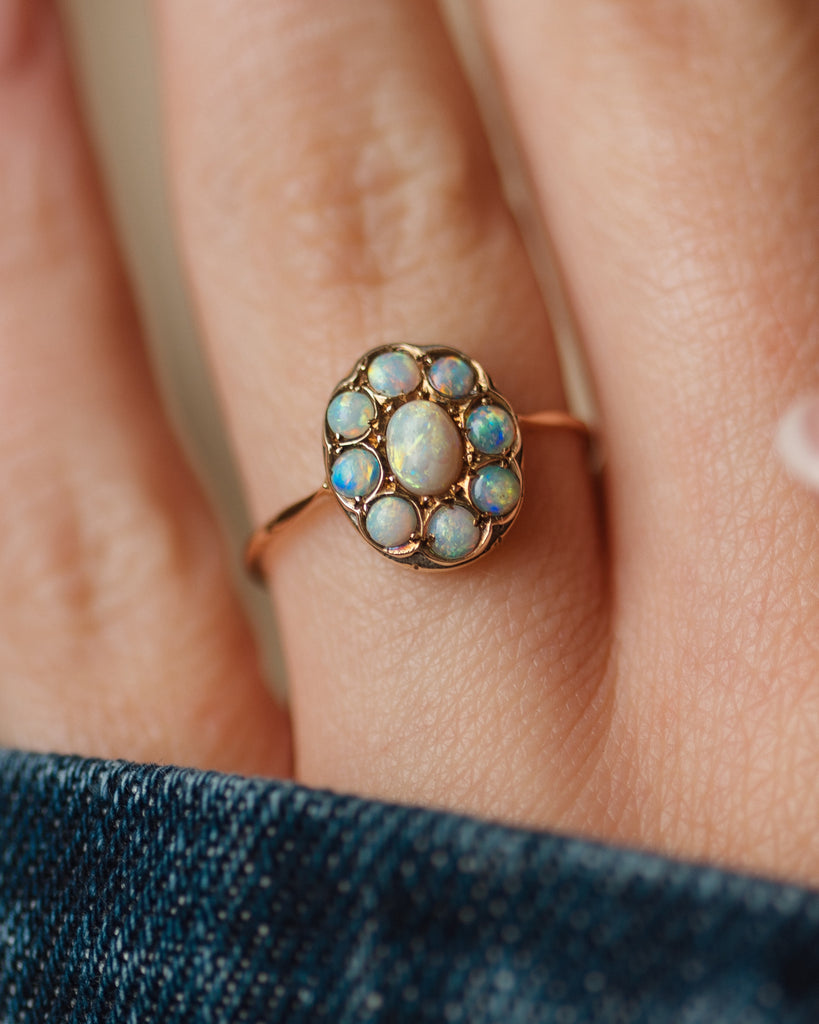 Odette Antique 9ct Gold Opal Cluster Ring
