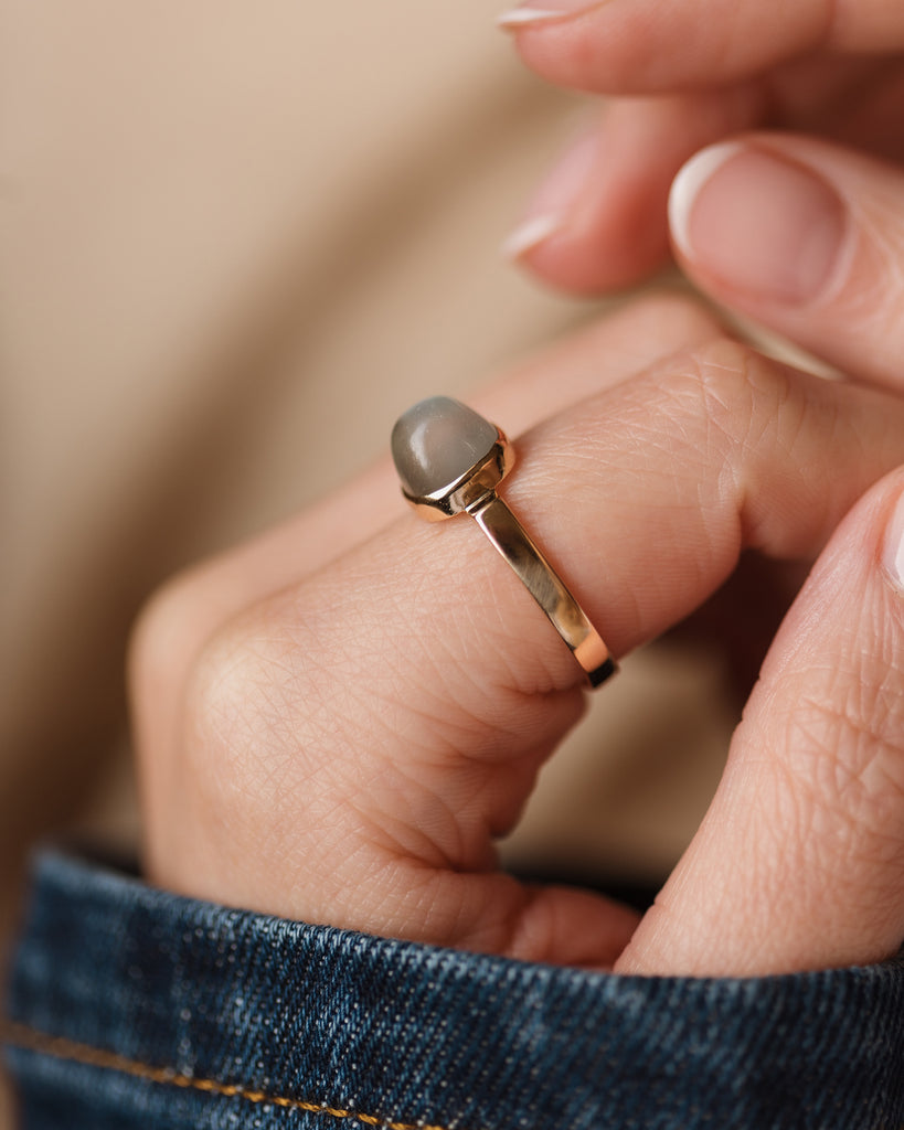 Nicolette 1984 Vintage 9ct Gold Moonstone Single Stone Ring