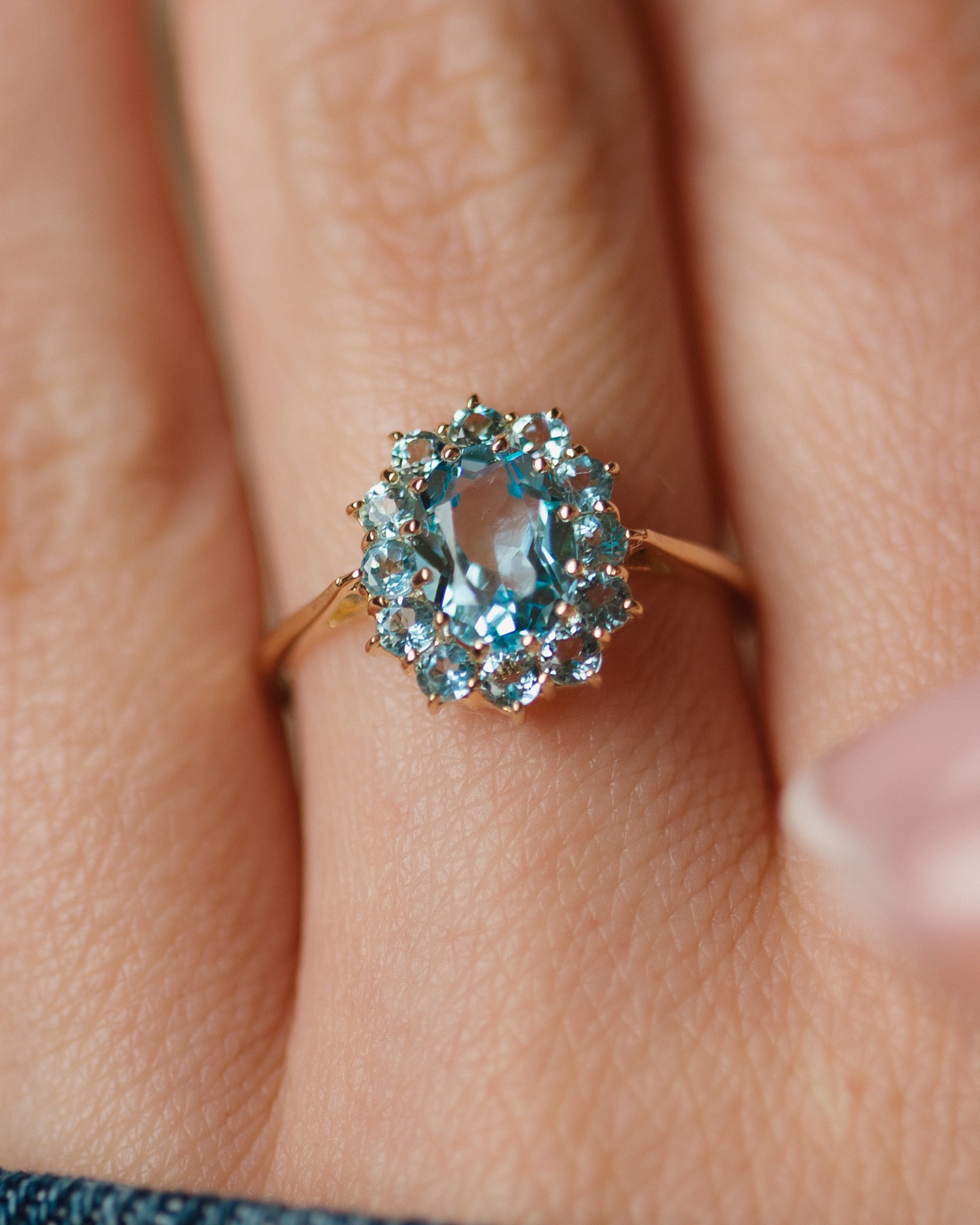 Elise Vintage 9ct Gold Topaz Cluster Ring