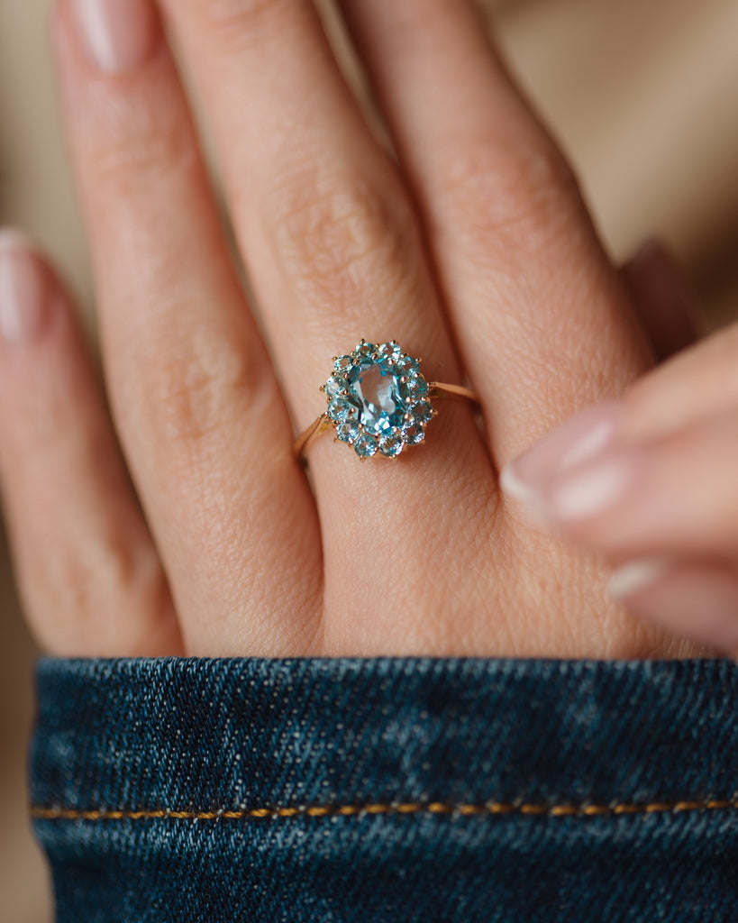 Elise Vintage 9ct Gold Topaz Cluster Ring
