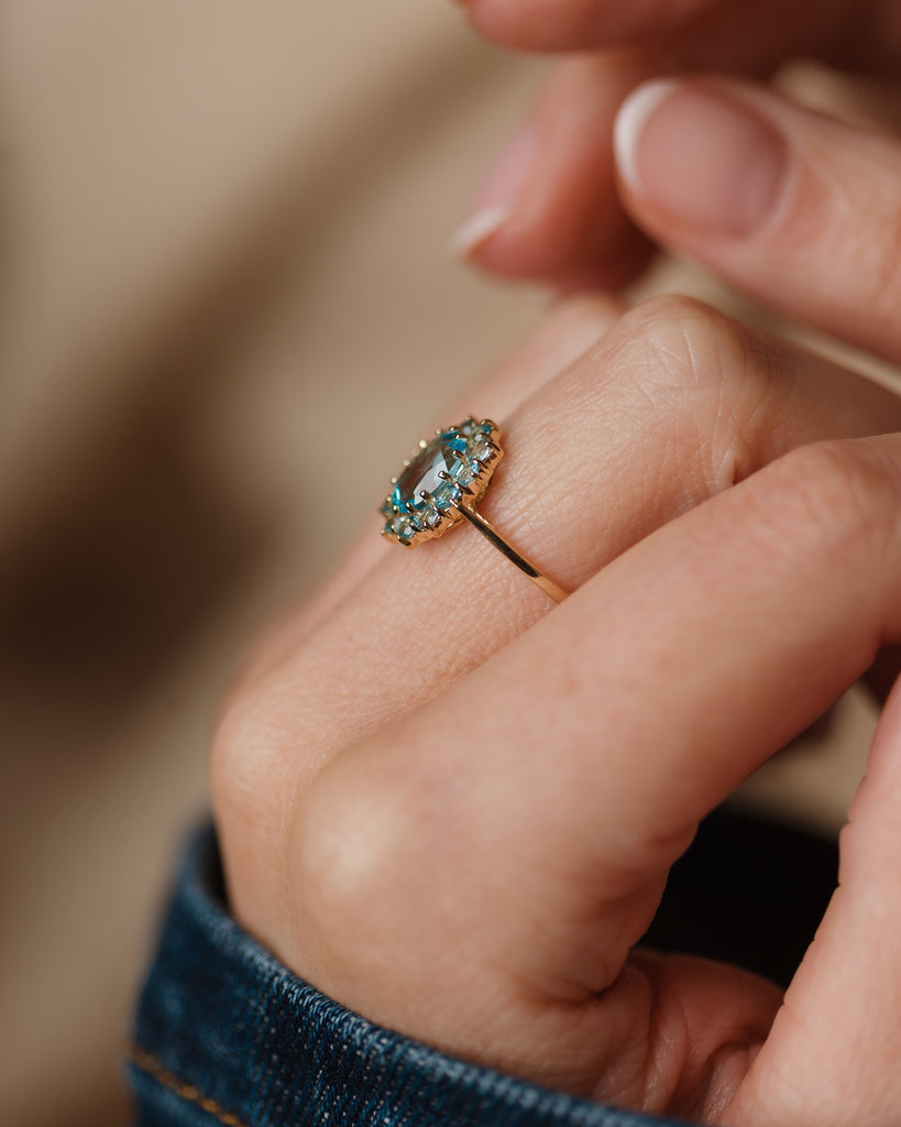Elise Vintage 9ct Gold Topaz Cluster Ring