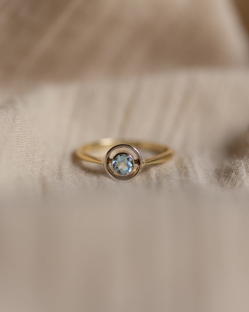 Eimear Antique Art Deco 18ct Gold Aquamarine Target Ring
