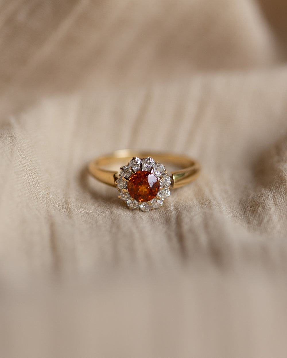 Inès Antique 18ct Gold Citrine & Diamond Cluster Ring