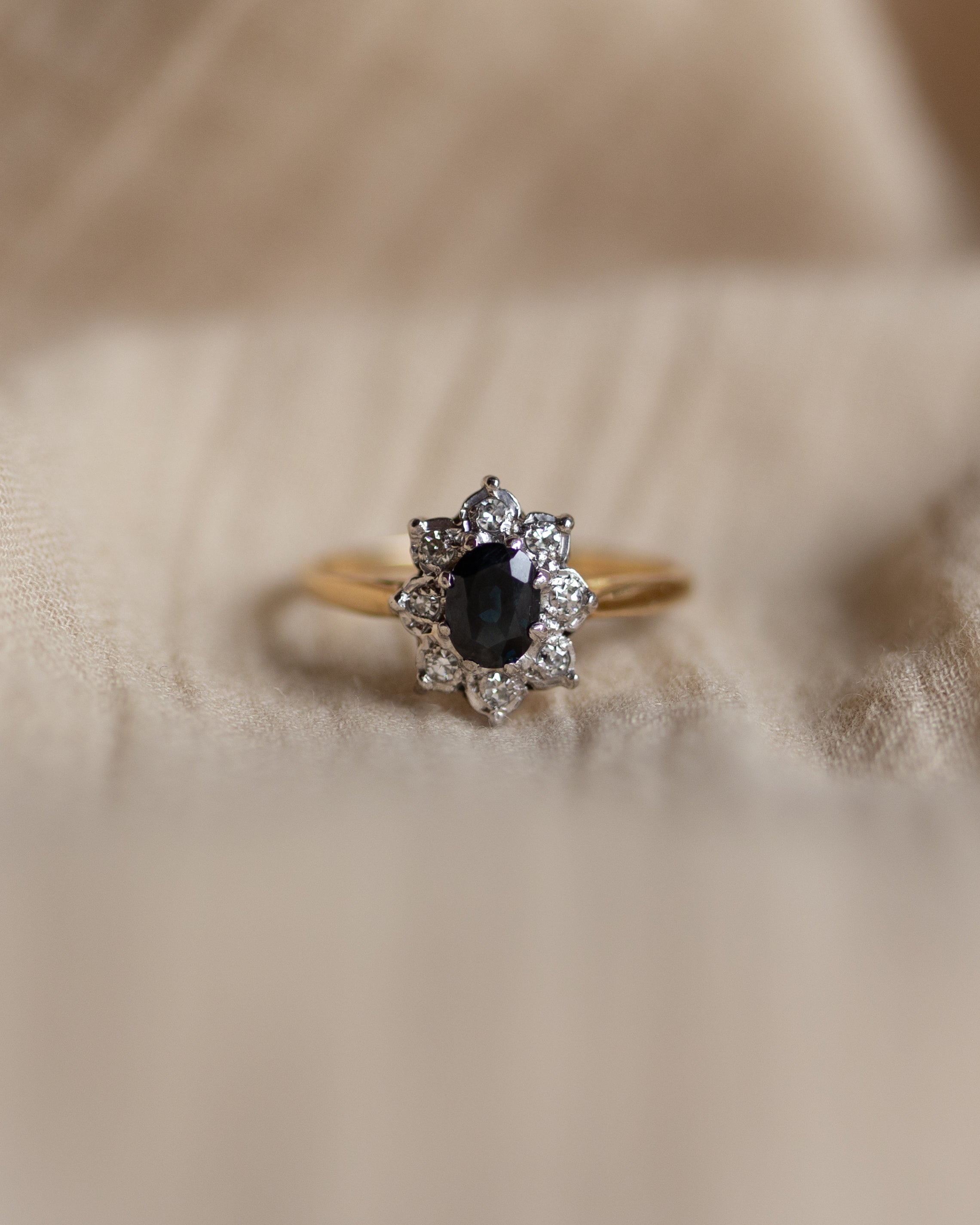 Nancie Vintage 18ct Gold Sapphire & Diamond Cluster Ring