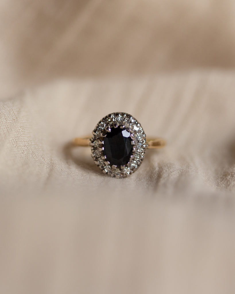 Camilla Vintage 18ct Gold Sapphire & Diamond Cluster Ring