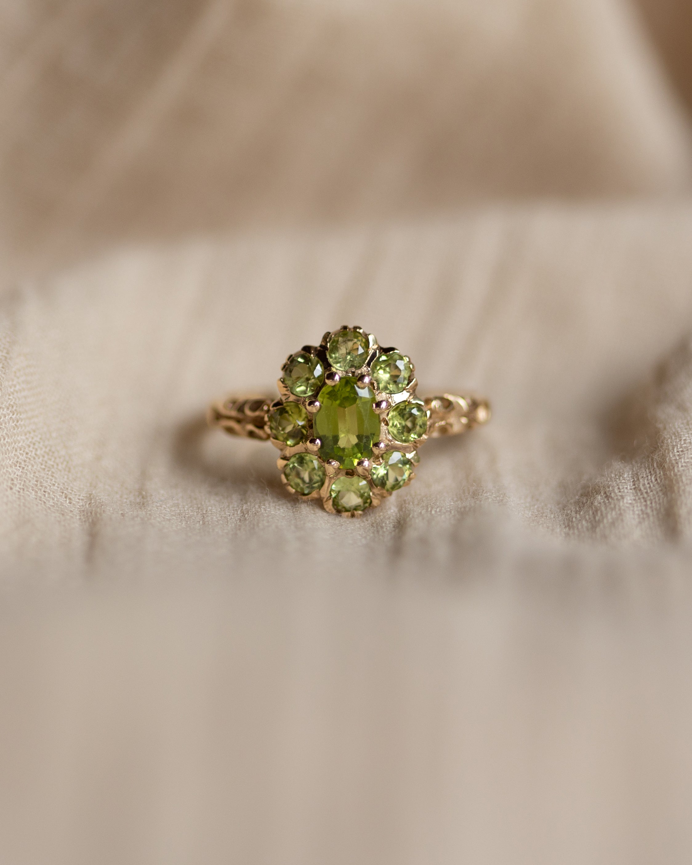 Rachele 1976 Vintage 9ct Gold Peridot Cluster Ring