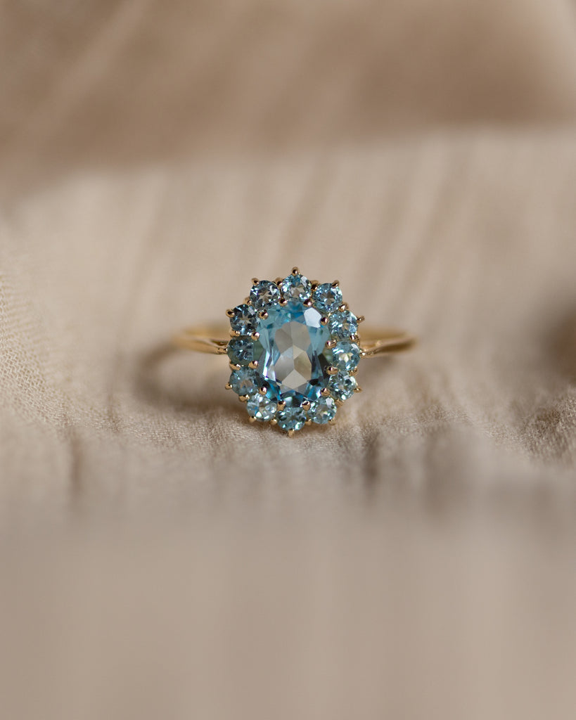 Elise Vintage 9ct Gold Topaz Cluster Ring