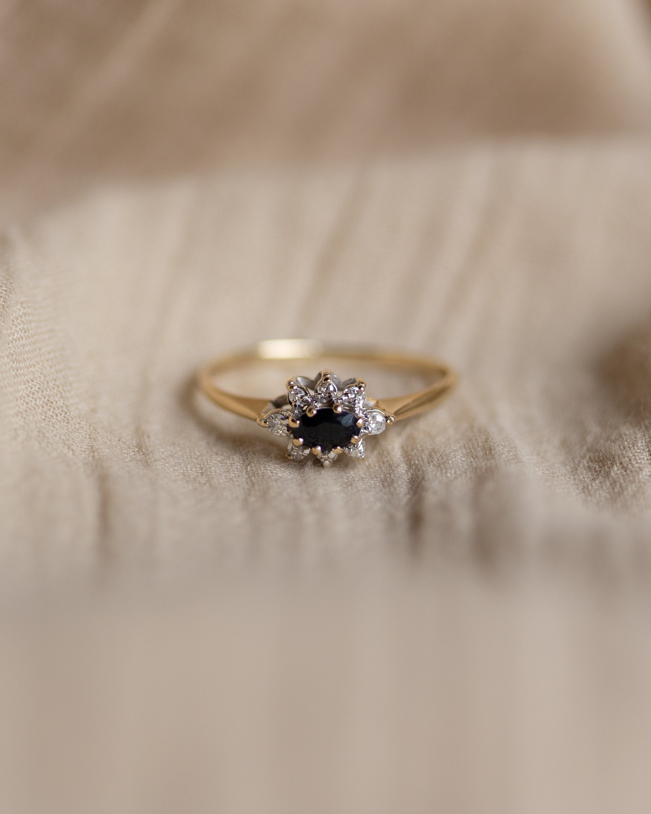 Edithe 1983 Vintage 9ct Gold Sapphire & Diamond Cluster Ring