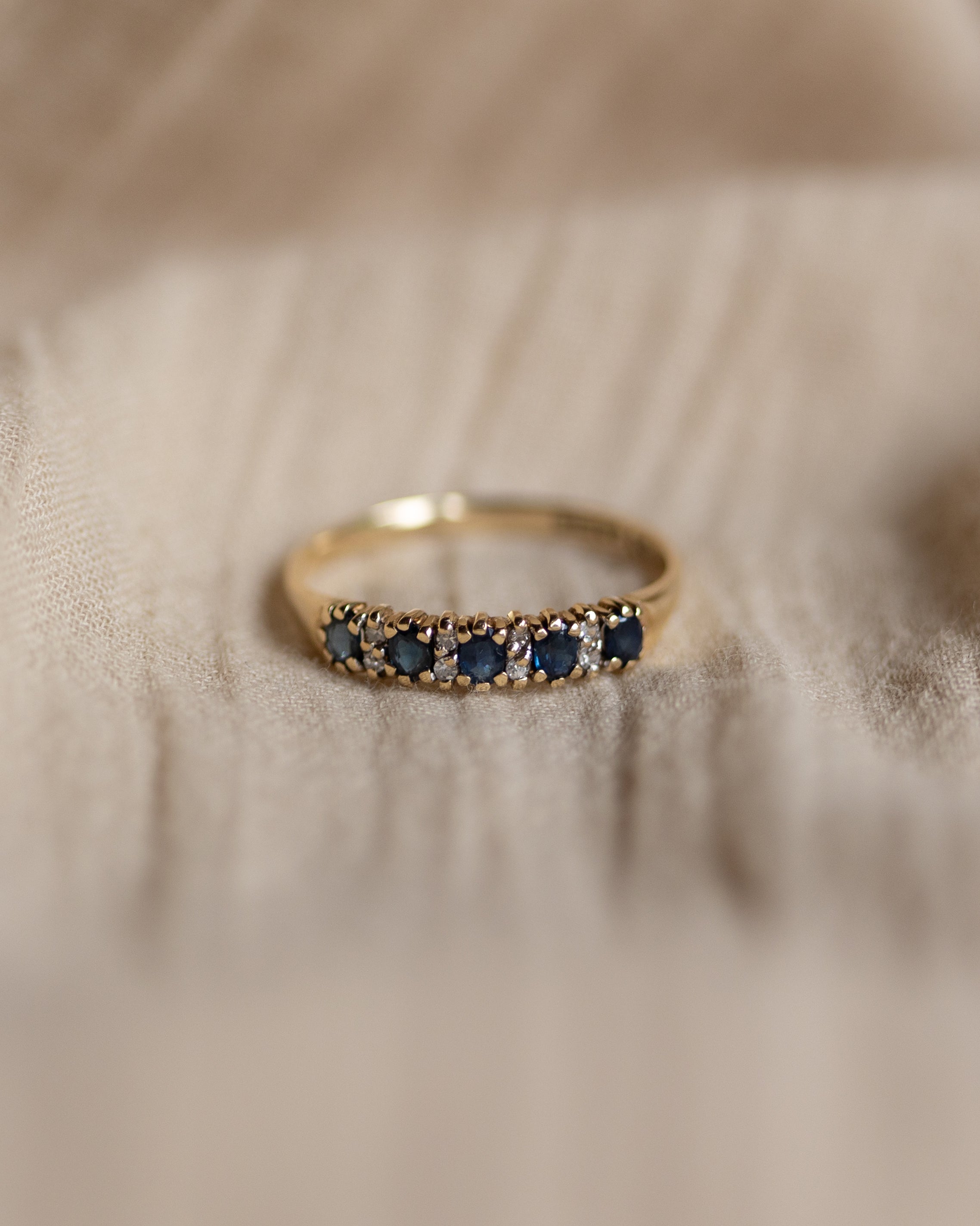 Lucia Vintage 9ct Gold Topaz & Diamond Half Eternity Ring