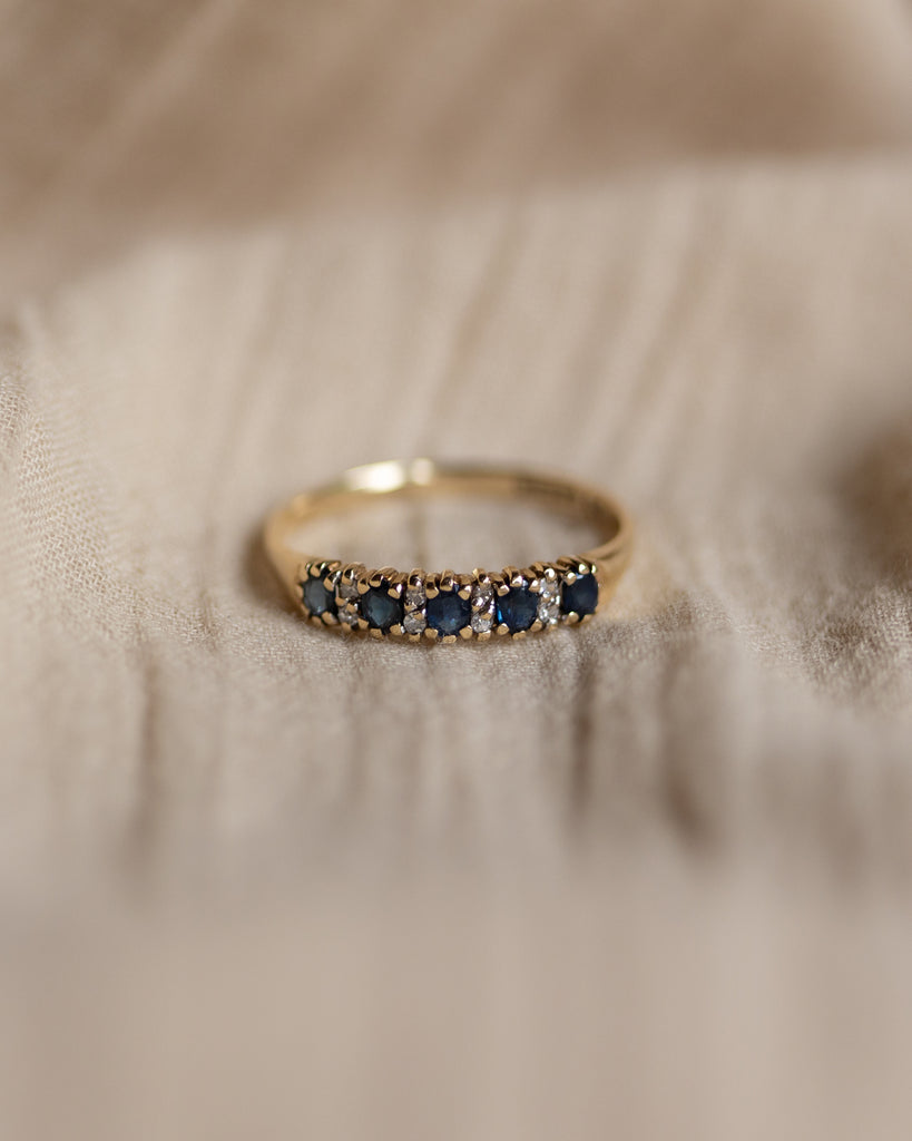 Lucia Vintage 9ct Gold Topaz & Diamond Half Eternity Ring