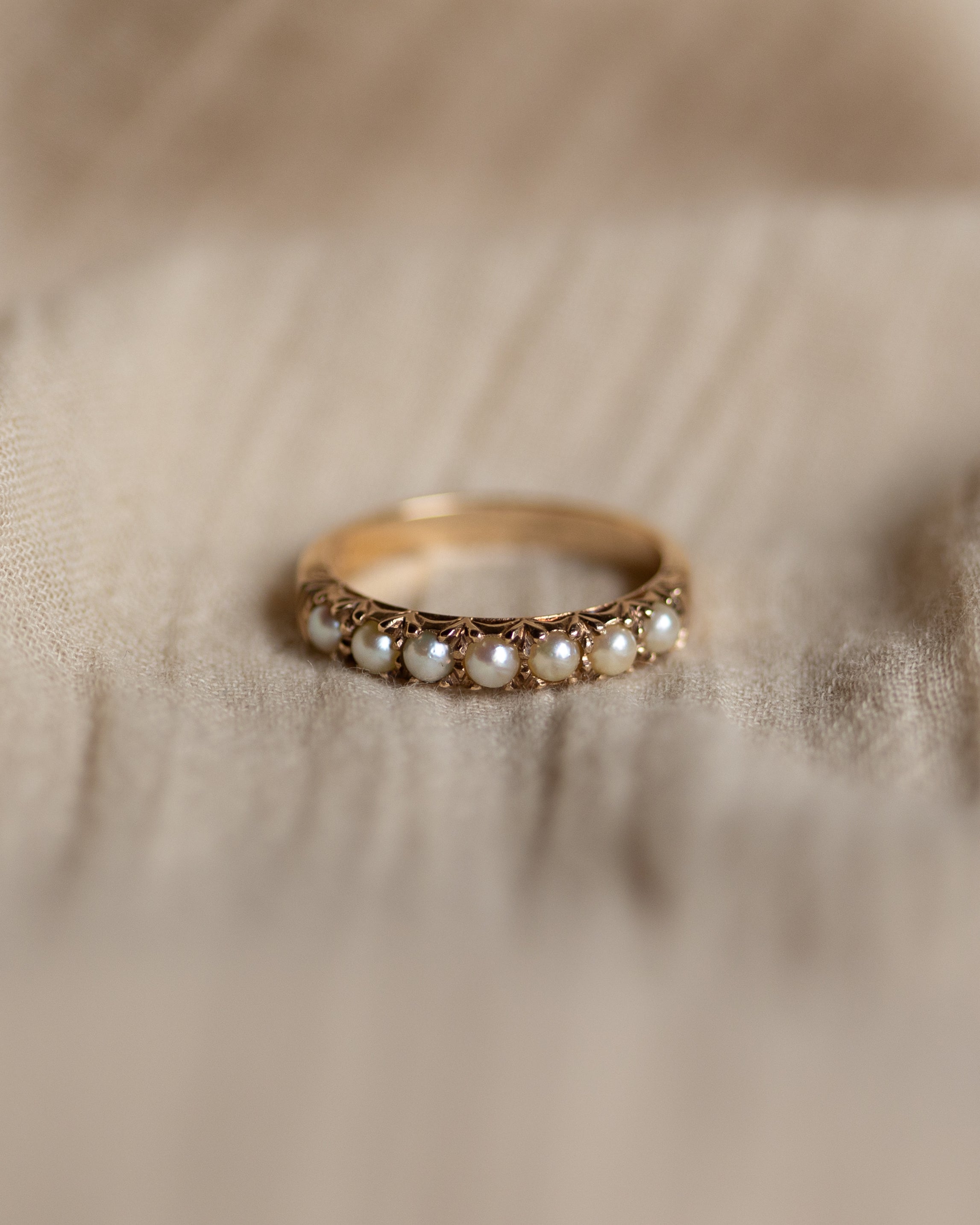 Emme Vintage 9ct Gold Pearl Half Eternity Ring