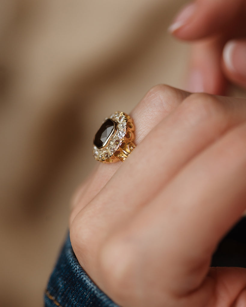 Maeve Antique 18ct Gold Tourmaline & Diamond Cluster Ring
