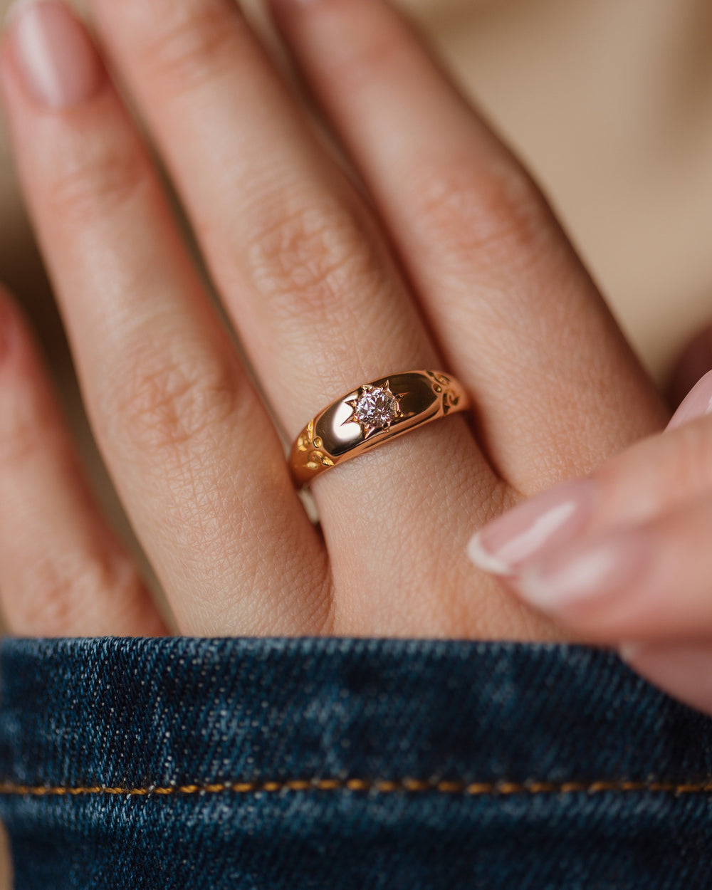 Alfreda 1897 Antique 18ct Gold Star Set Diamond Ring