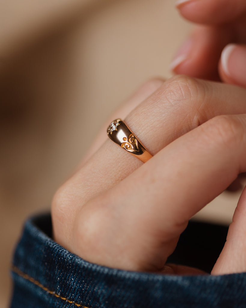 Alfreda 1897 Antique 18ct Gold Star Set Diamond Ring