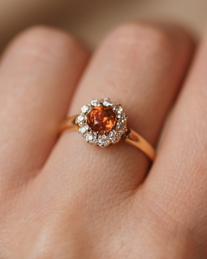 Inès Antique 18ct Gold Citrine & Diamond Cluster Ring