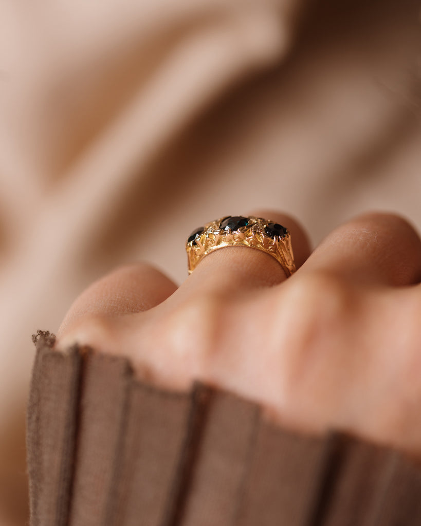 Marceline Vintage 18ct Gold Sapphire & Diamond Seven Stone Ring