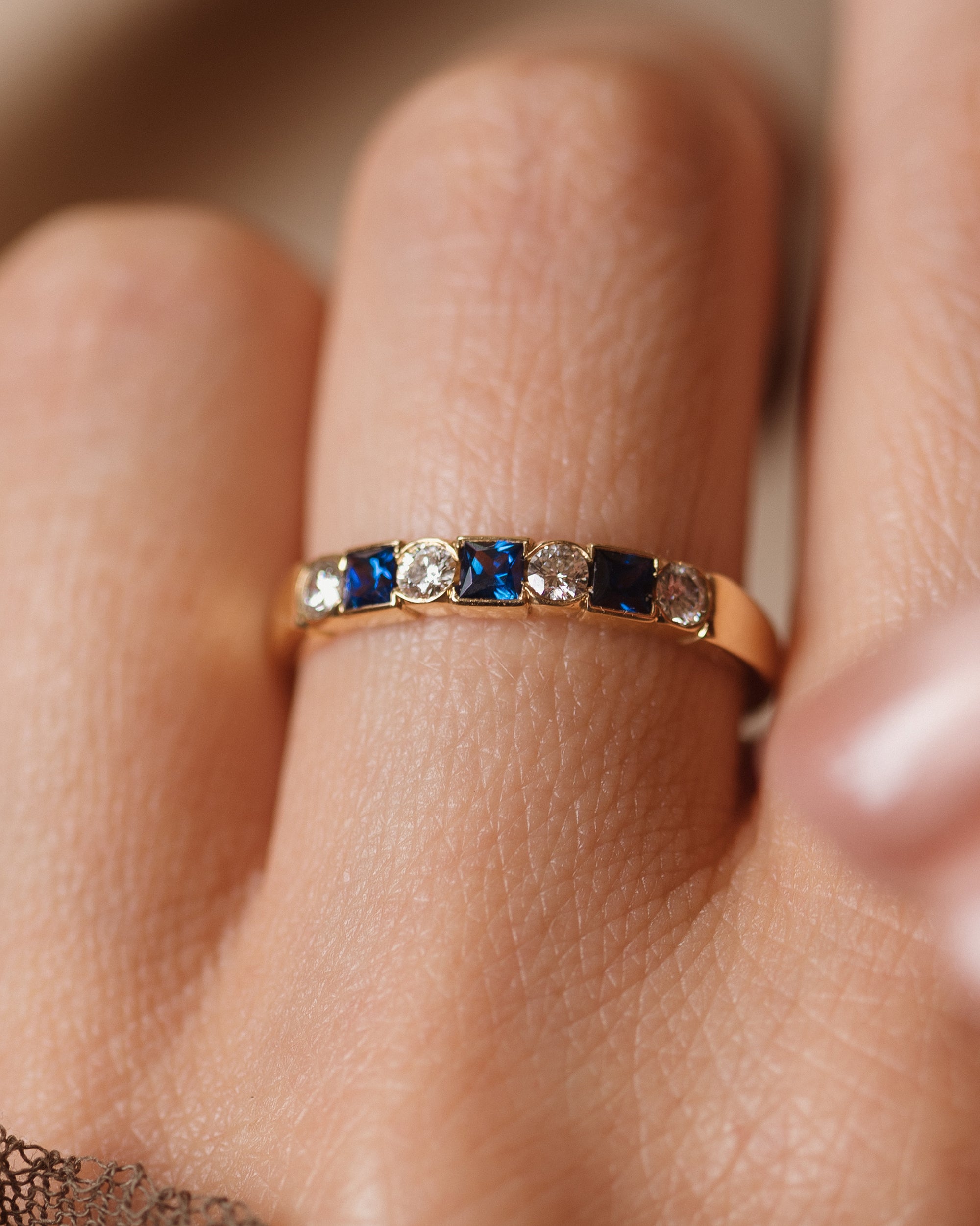 Georgina Vintage 18ct Gold Sapphire & Diamond Half Eternity Ring