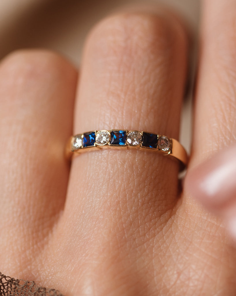 Georgina Vintage 18ct Gold Sapphire & Diamond Half Eternity Ring