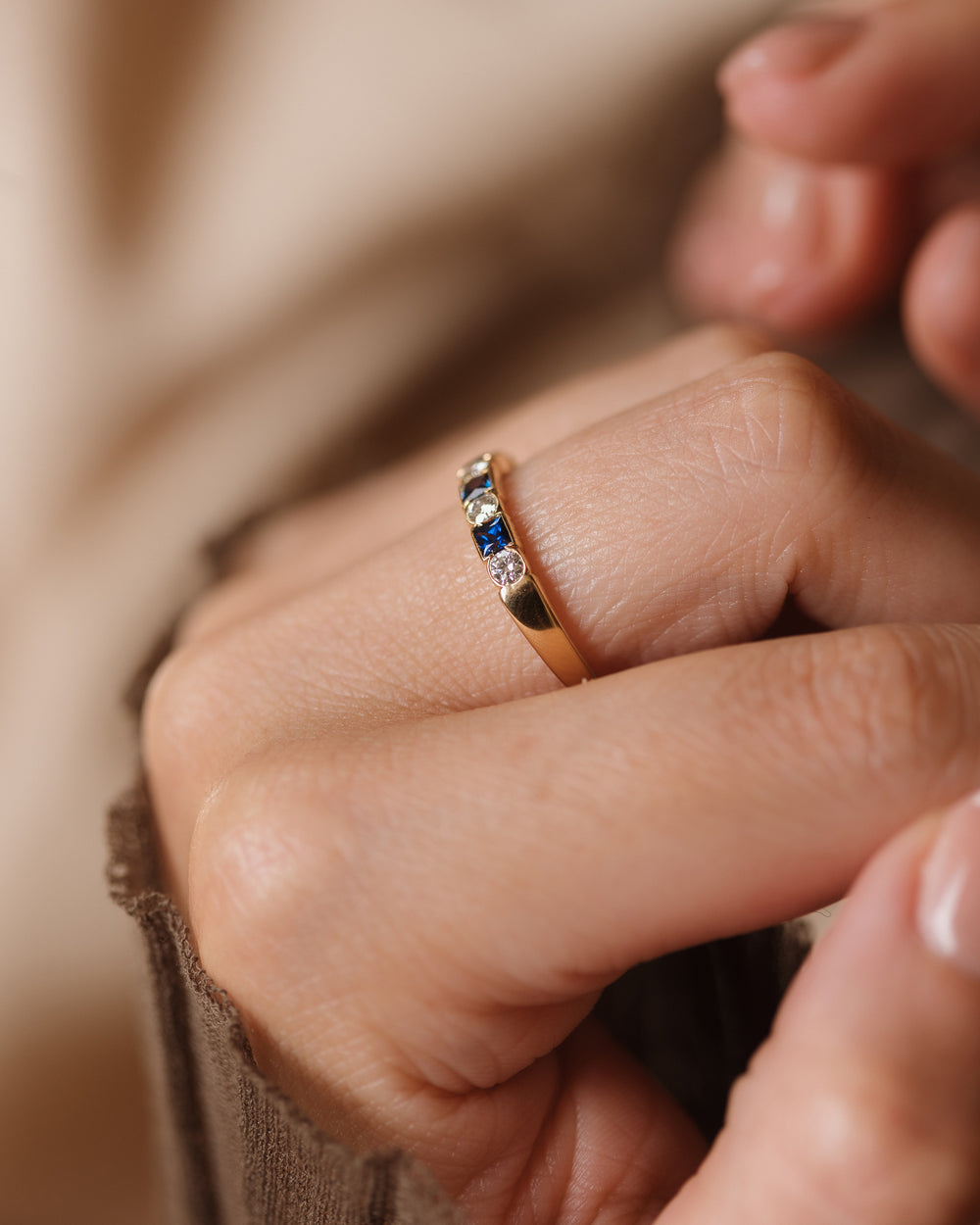 Georgina Vintage 18ct Gold Sapphire & Diamond Half Eternity Ring