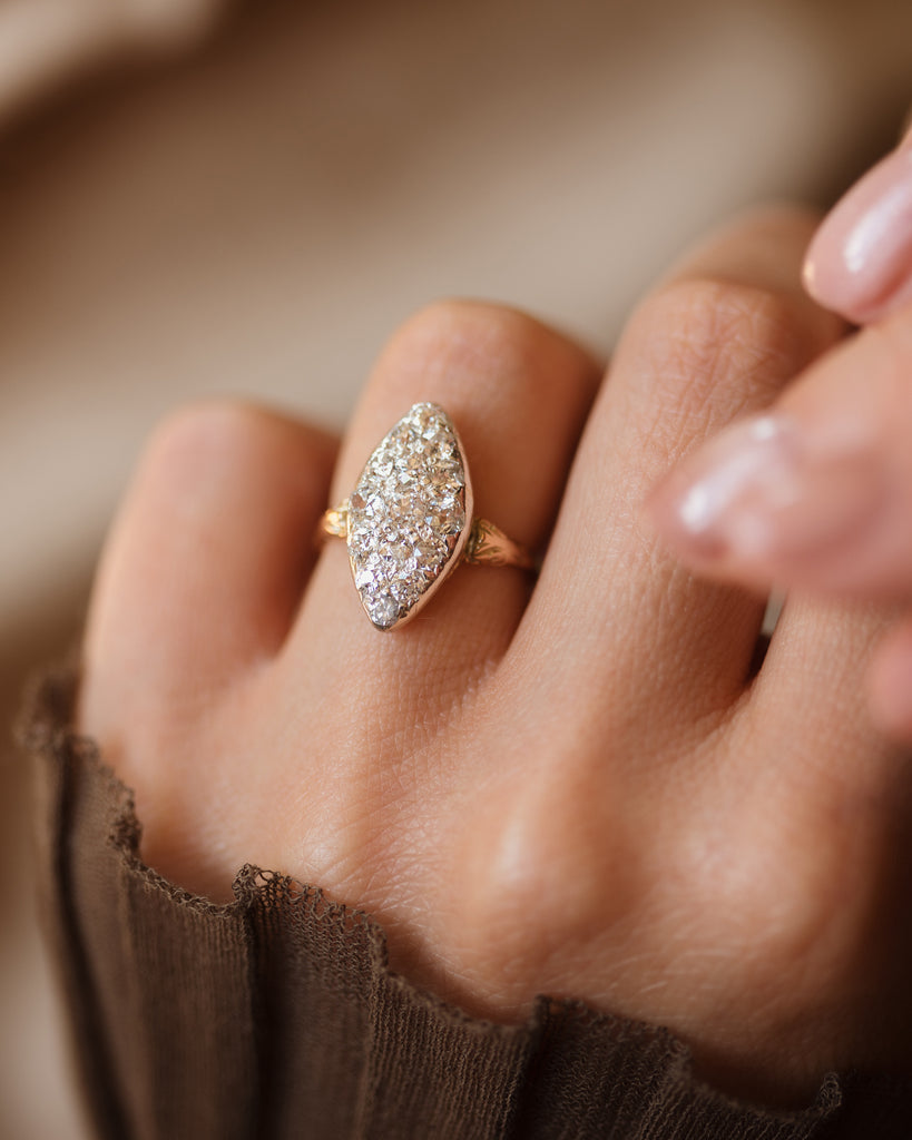 Artemisia Antique 18ct Gold Diamond Marquise Cluster Ring