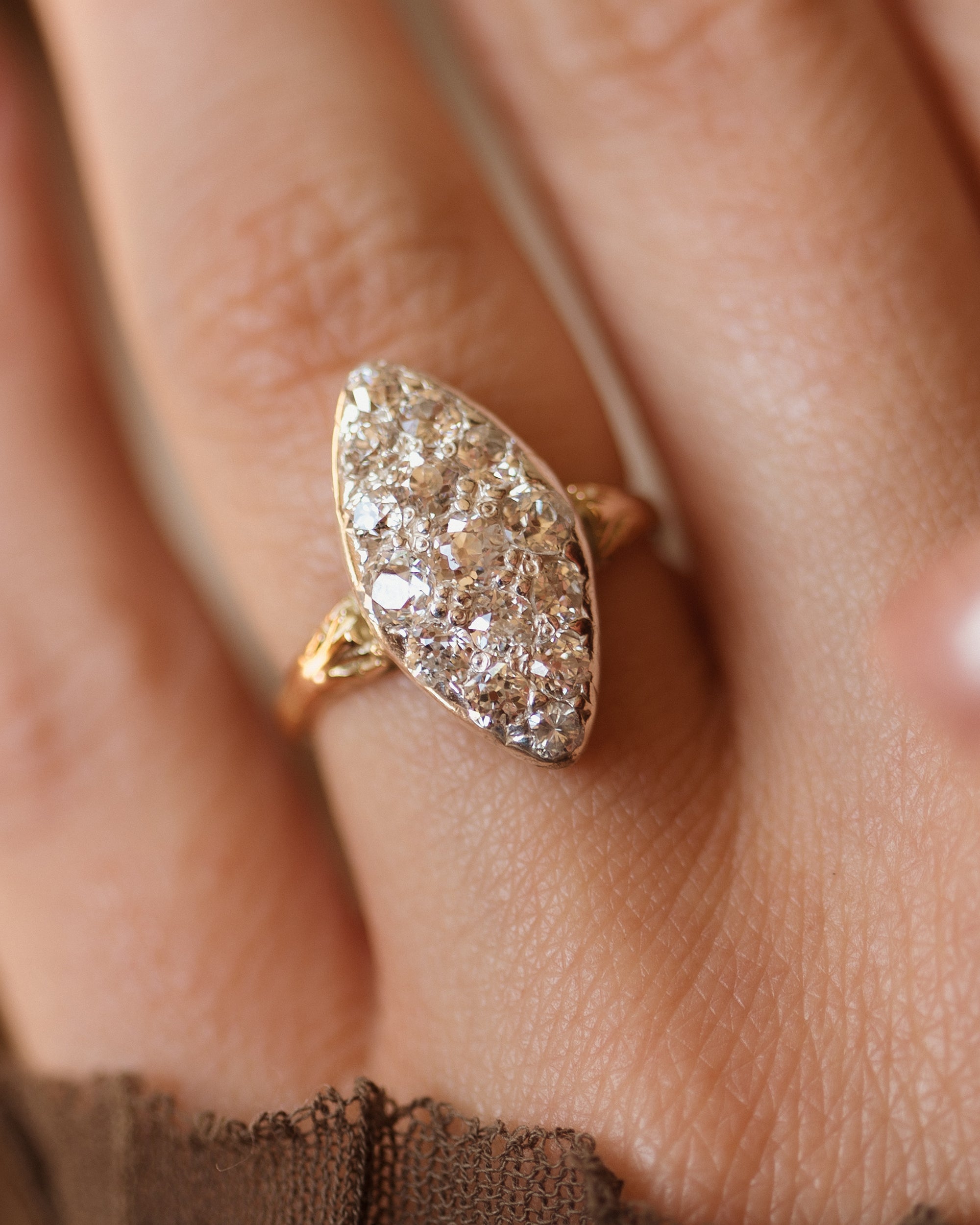 Artemisia Antique 18ct Gold Diamond Marquise Cluster Ring