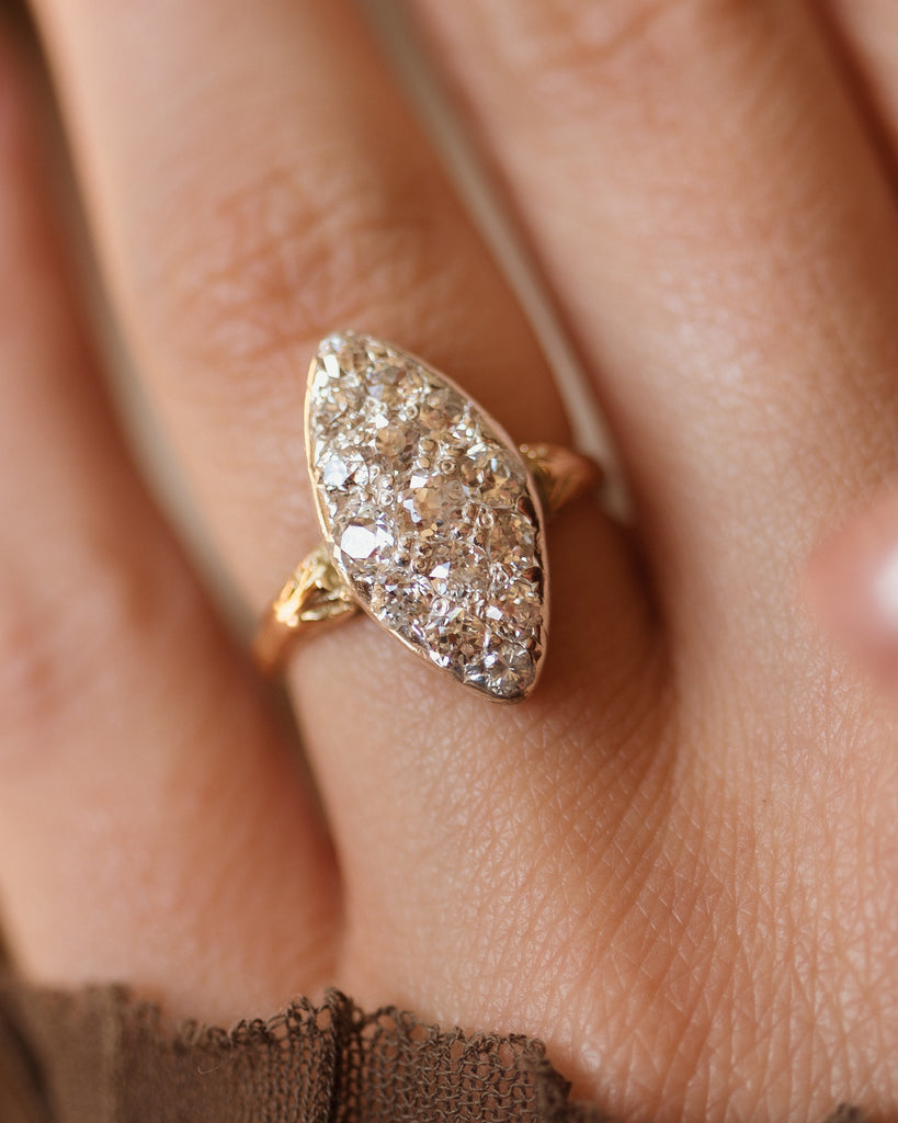 Artemisia Antique 18ct Gold Diamond Marquise Cluster Ring
