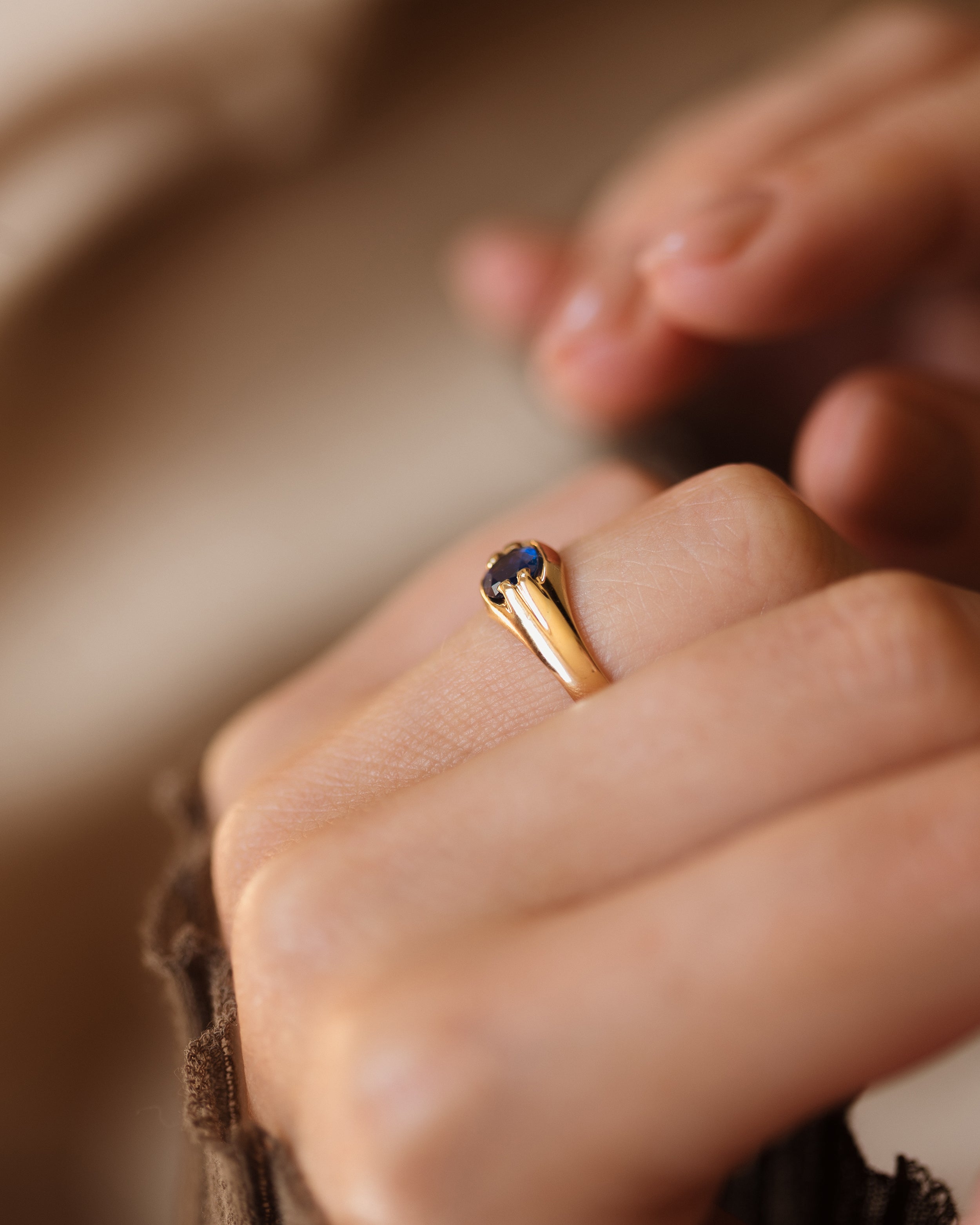 Patience 1921 Antique 18ct Gold Sapphire Single Stone Ring