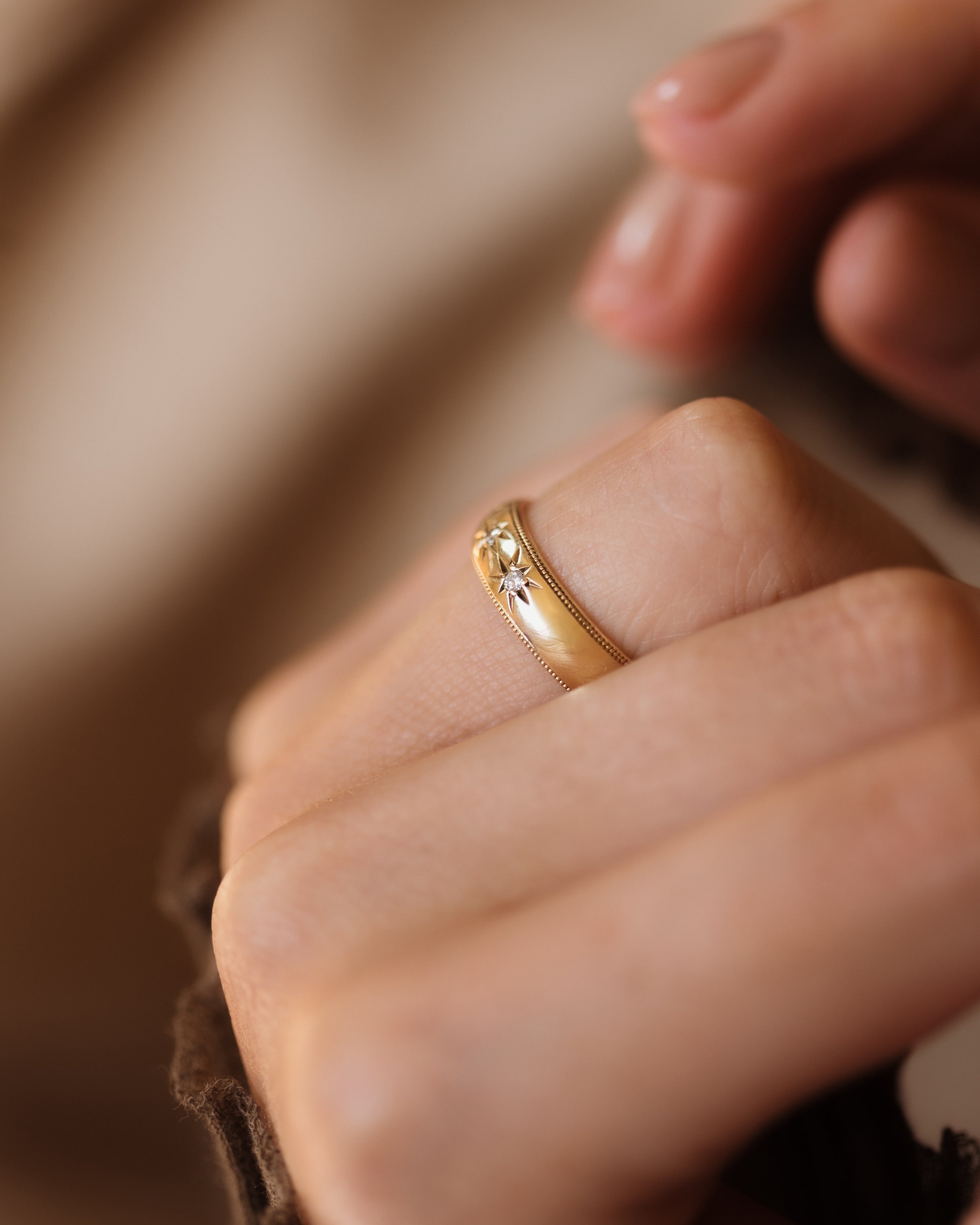 Mercy 1994 Vintage 9ct Gold Diamond Trilogy Band Ring