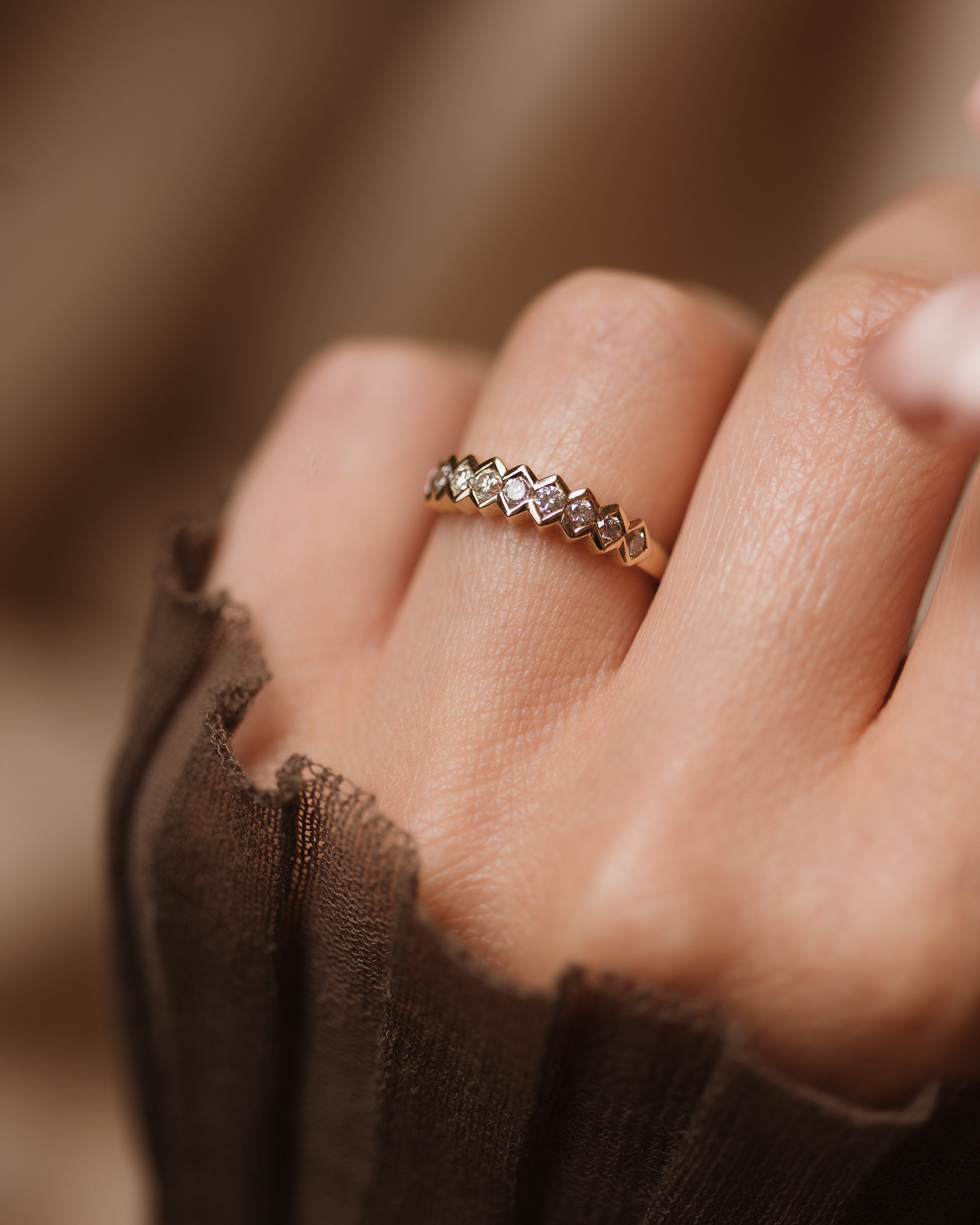 Image of Christabel Vintage 9ct Gold Diamond Half Eternity Ring