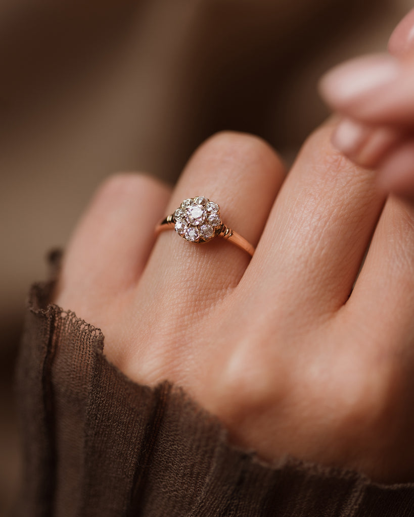 Roseline Antique 15ct Gold Diamond Cluster Ring