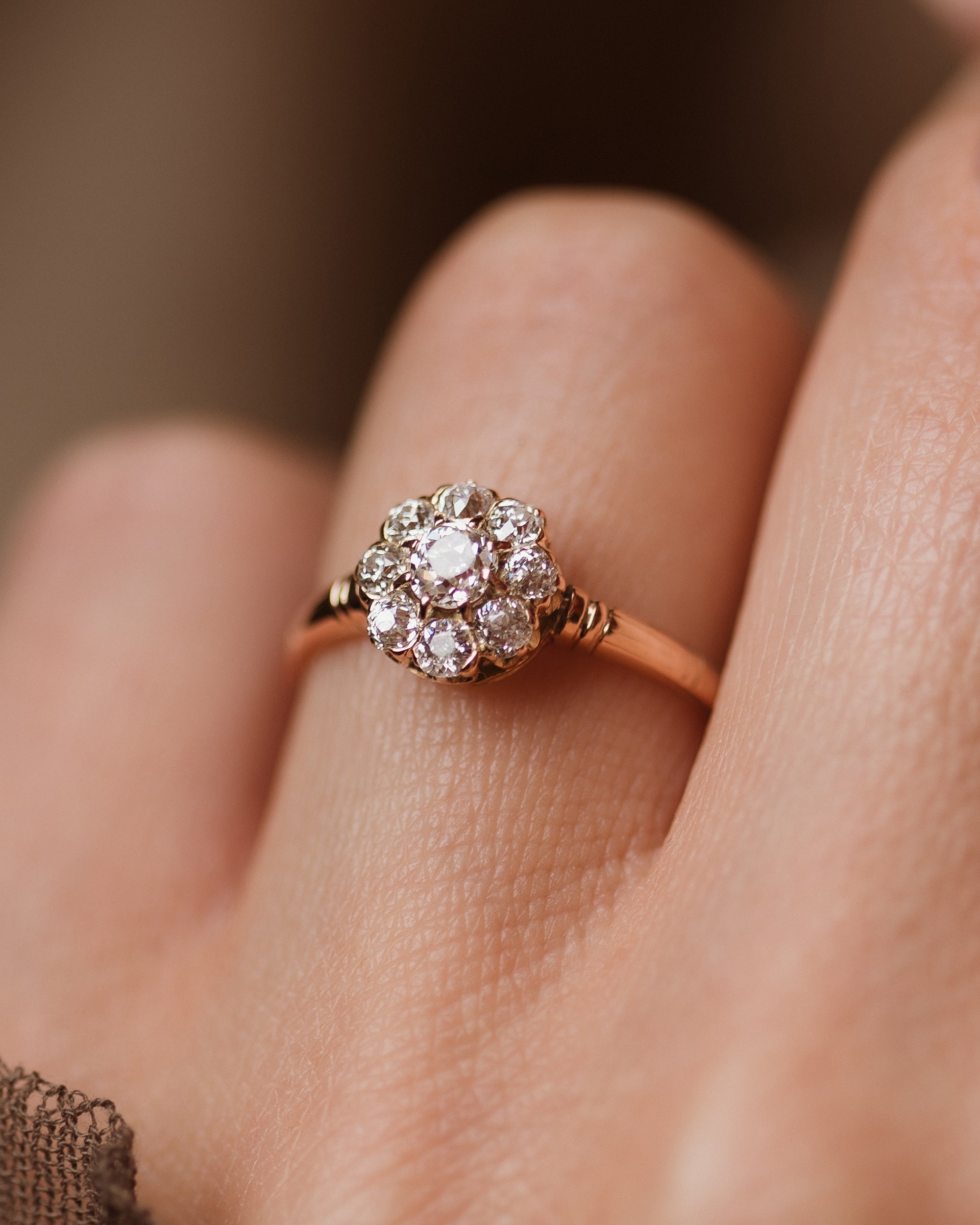Roseline Antique 15ct Gold Diamond Cluster Ring