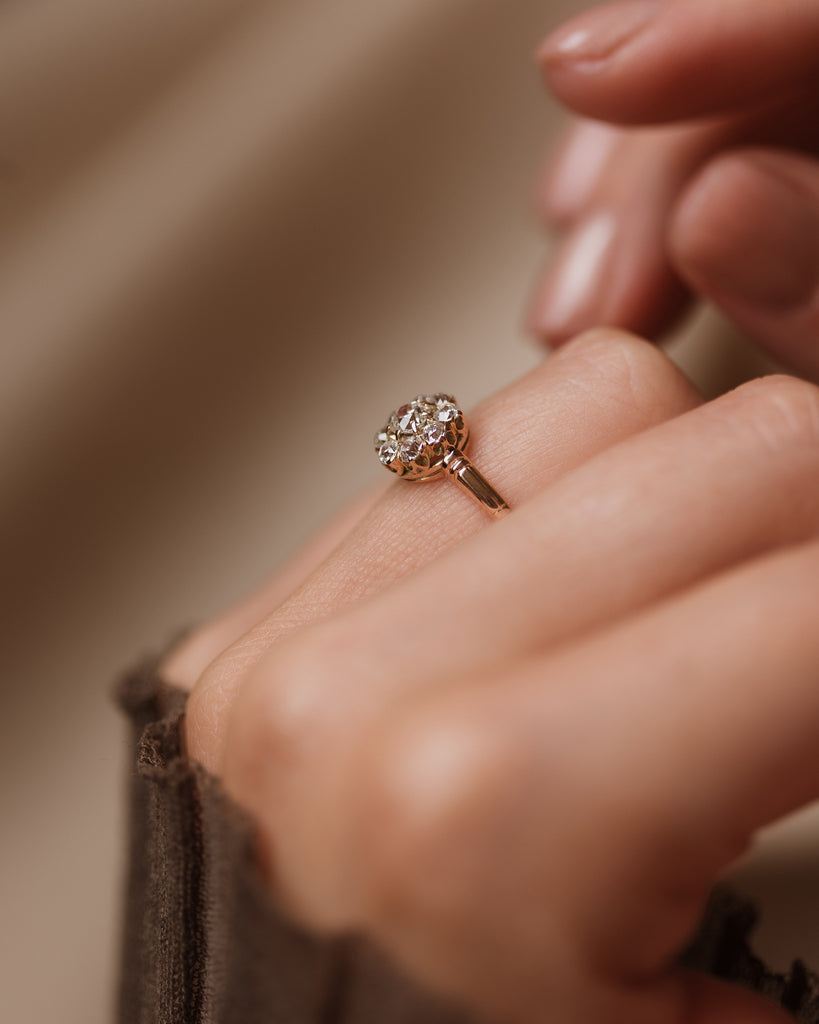 Roseline Antique 15ct Gold Diamond Cluster Ring